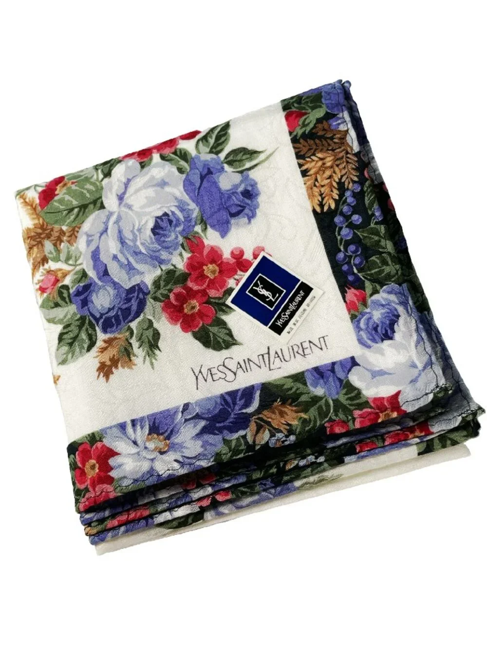 New With Tags Yves Saint Laurent Floral Cotton Scarf - Picture 1 of 14